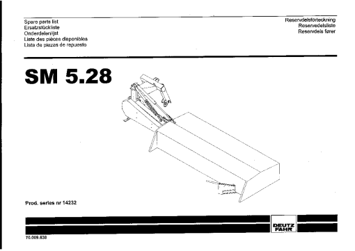 Deutz-Fahr SM5.28 Mower 2003 SN 14232 Parts Manual Catalog Pdf Download