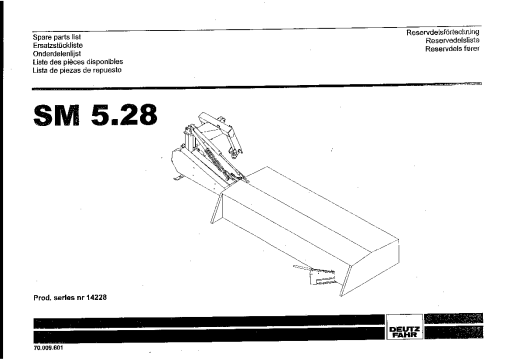 Deutz-Fahr SM5.28 Mower 2004 SN 14228 Parts Manual Catalog Pdf Download