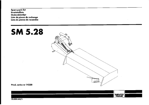 Deutz-Fahr SM5.28 Mower 2006 SN 144220 Parts Manual Catalog Pdf Download