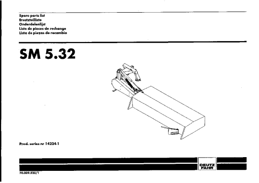 Deutz-Fahr SM5.32 Mower 2001-2002 SN 14224-1 Parts Manual Catalog Pdf Download