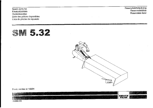Deutz-Fahr SM5.32 Mower 2002-2003 SN 14231 Parts Manual Catalog Pdf Download
