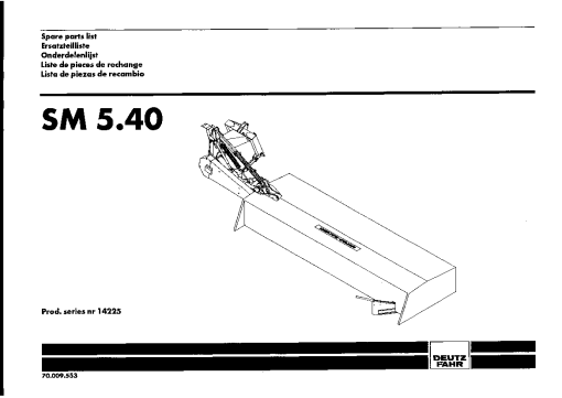Deutz-Fahr SM5.40 Mower 2001 SN 142425 Parts Manual Catalog Pdf Download