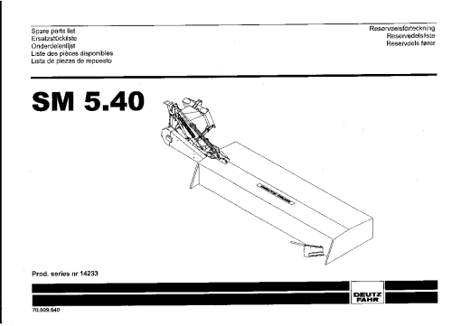 Deutz-Fahr SM5.40 Mower 2003 SN 14233 Parts Manual Catalog Pdf Download