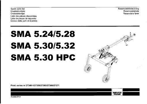 Deutz-Fahr SMA 5.24 5.28 5.30 5.32 5.30 HPC Mower 2003 Parts Manual Catalog Pdf Download