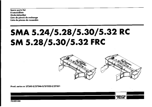 Deutz-Fahr SMA 5.24 5.28 5.30 5.32-RC 5.28 5.30 5.32 -FRC Mower 2002 Parts Manual Catalog Pdf Download