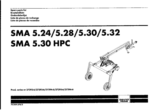Deutz-Fahr SMA 5.24 5.28 5.30 5.32 SMA 5.30 HPC Mower 2002-2004 Parts Manual Catalog Pdf Download