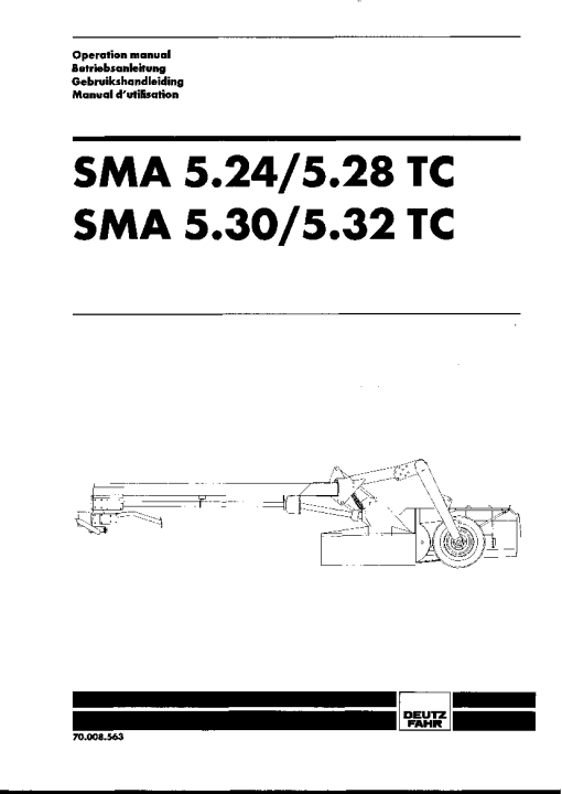 Deutz-Fahr SMA 5.24 5.28 5.30 5.32 TC Mower 1997 Parts Manual Catalog Pdf Download