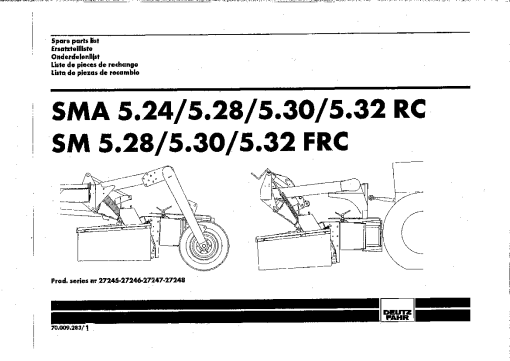 Deutz-Fahr SMA 5.24 5.30 5.32 -RC 5.30 5.32 -FRC Mower 1998 Parts Manual Catalog Pdf Download