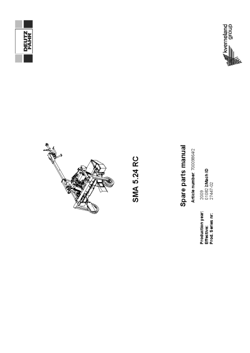 Deutz-Fahr SMA 5.24 RC Mower 2008 Parts Manual Catalog Pdf Download
