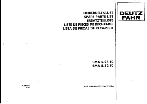 Deutz-Fahr SMA 5.28 5.32 -TC Mower 1998 Parts Manual Catalog Pdf Download