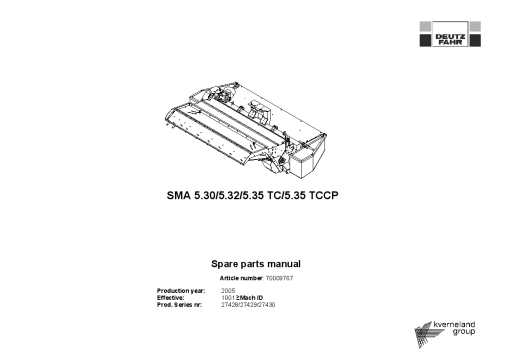 Deutz-Fahr SMA 5.30 5.32 5.35 -TC 5.35 TCCP Mower 2005 Parts Manual Catalog Pdf Download