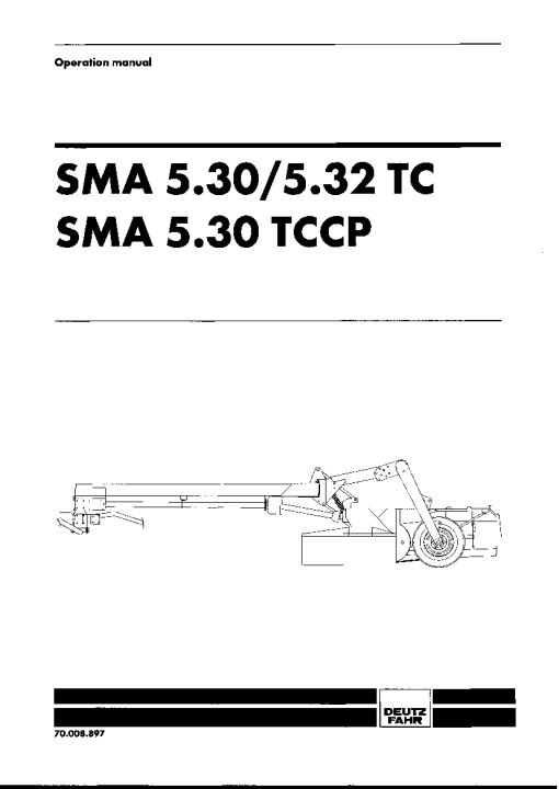 Deutz-Fahr SMA 5.30 5.32 TC 5.30 TCCP Mower 1996 Operation Maintenance Manual PDF download