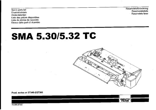Deutz-Fahr SMA 5.30 5.32 TC Mower 2002-2003 Parts Manual Catalog Pdf Download