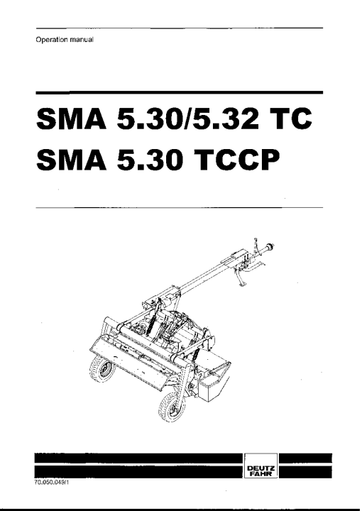 Deutz-Fahr SMA 5.30 5.32 TC SMA 5.30 TCCP Mower 1997 Parts Manual Catalog Pdf Download