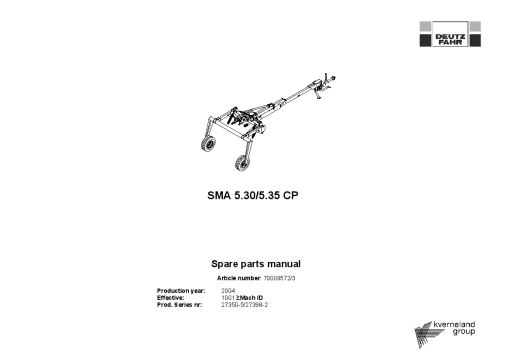 Deutz-Fahr SMA 5.30 5.35 CP Mower 2004 Parts Manual Catalog Pdf Download