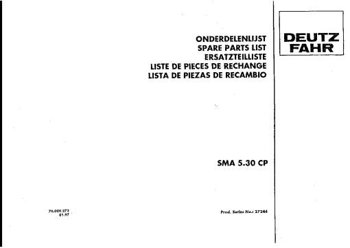 Deutz-Fahr SMA 5.30 CP Mower 1997-1998 Parts Manual Catalog Pdf Download