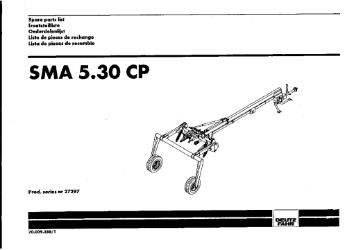 Deutz-Fahr SMA 5.30 CP Mower 1998-2002 70009388-1 Parts Manual Catalog Pdf Download