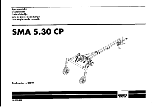 Deutz-Fahr SMA 5.30 CP Mower 1998-2002 70009388 Parts Manual Catalog Pdf Download