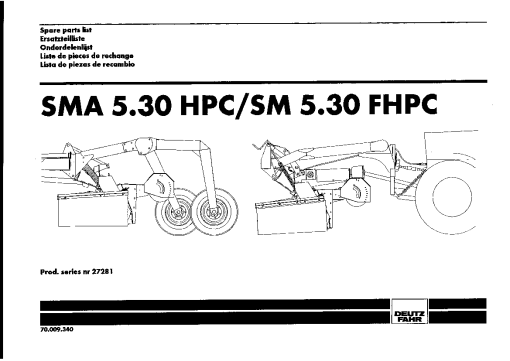 Deutz-Fahr SMA 5.30 HPC FHPC Mower 1998 Parts Manual Catalog Pdf Download