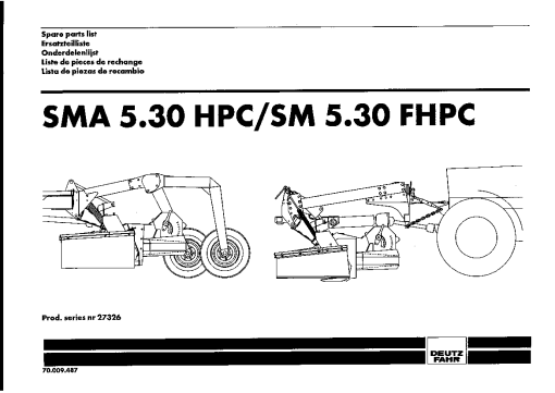 Deutz-Fahr SMA 5.30 HPC FHPC Mower 2000 Parts Manual Catalog Pdf Download
