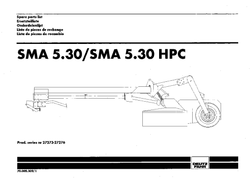 Deutz-Fahr SMA 5.30 -HPC Mower 1998 SN 27273-27276 Parts Manual Catalog Pdf Download