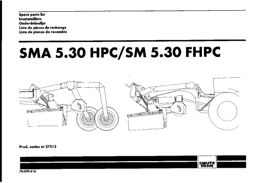 Deutz-Fahr SMA 5.30 HPC SM 5.30 FHPC Mower 1999 Parts Manual Catalog Pdf Download