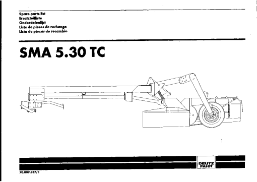 Deutz-Fahr SMA 5.30 TC Mower 1997 Parts Manual Catalog Pdf Download