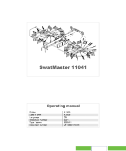 Deutz-Fahr SwatMaster 11041 Rakes 2008 Sn 0001- Operation Maintenance Manual PDF download