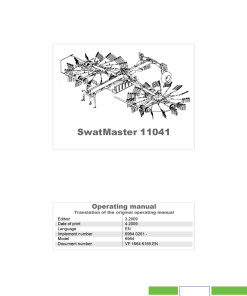 Deutz-Fahr SwatMaster 11041 Rakes 2009 Sn 6964 0201- Operation Maintenance Manual PDF download