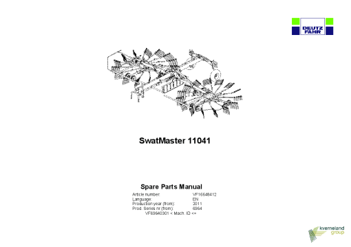 Deutz-Fahr SwatMaster 11041 Rakes 2011 Sn 69640301- Parts Manual Catalog Pdf Download