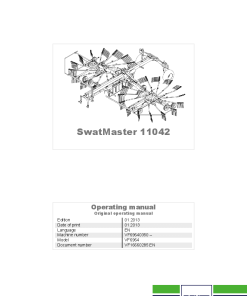 Deutz-Fahr SwatMaster 11042 Rakes 2013 SN VF69640350- Operation Maintenance Manual PDF download