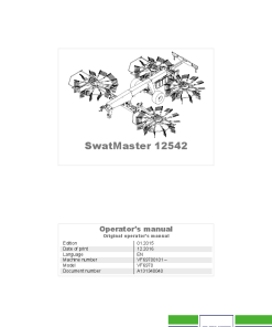 Deutz-Fahr SwatMaster 12542 Rakes 2015- Operation Maintenance Manual PDF download
