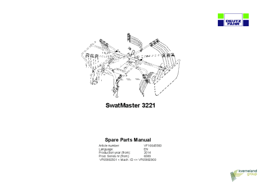 Deutz-Fahr SwatMaster 3221 Rakes 2014 Parts Manual Catalog Pdf Download