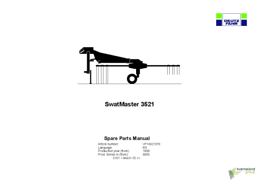 Deutz-Fahr SwatMaster 3521 Rakes 1999 Parts Manual Catalog Pdf Download