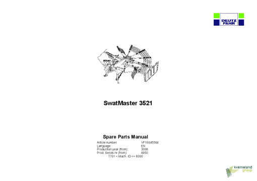 Deutz-Fahr SwatMaster 3521 Rakes 2008 Parts Manual Catalog Pdf Download