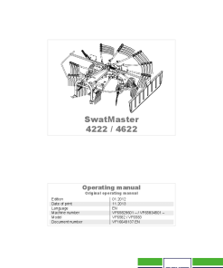 Deutz-Fahr SwatMaster 4222 4622 Rakes 2013 Operation Maintenance Manual PDF download