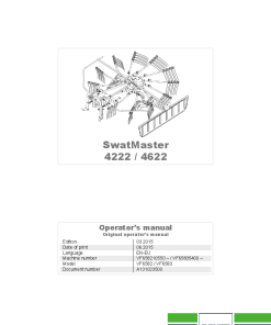 Deutz-Fahr SwatMaster 4222 4622 Rakes 2015 Operation Maintenance Manual PDF download