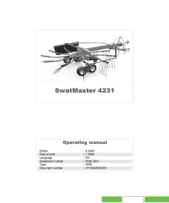 Deutz-Fahr SwatMaster 4231 Rakes 2008 Operation Maintenance Manual PDF download