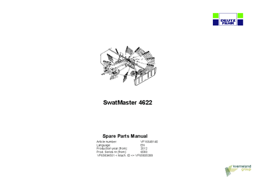 Deutz-Fahr SwatMaster 4622 Rakes 2012 Parts Manual Catalog Pdf Download