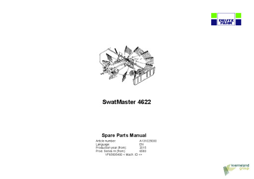 Deutz-Fahr SwatMaster 4622 Rakes 2015 Parts Manual Catalog Pdf Download