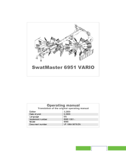 Deutz-Fahr SwatMaster 6951 Evo Rakes 2009 Operation Maintenance Manual PDF download