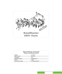 Deutz-Fahr SwatMaster 6951 Evo Rakes 2010 Operation Maintenance Manual PDF download