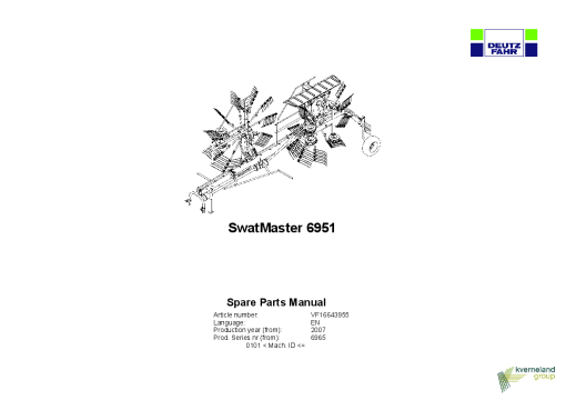 Deutz-Fahr SwatMaster 6951 Rakes 2007 Parts Manual Catalog Pdf Download