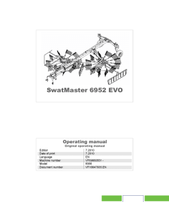 Deutz-Fahr SwatMaster 6952 Evo Rakes 2010 Operation Maintenance Manual PDF download