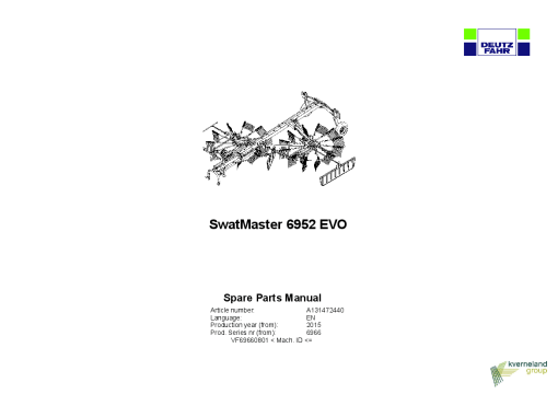 Deutz-Fahr SwatMaster 6952 Evo Rakes 2015 Parts Manual Catalog Pdf Download