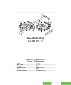 Deutz-Fahr SwatMaster 6952 VARIO Rakes 2010 Operation Maintenance Manual PDF download