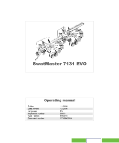 Deutz-Fahr SwatMaster 7131 EVO Rakes 2006 Operation Maintenance Manual PDF download