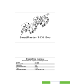 Deutz-Fahr SwatMaster 7131 EVO Rakes 2008 Operation Maintenance Manual PDF download