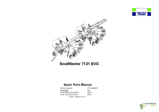 Deutz-Fahr SwatMaster 7131 EVO Rakes 2009 Parts Manual Catalog Pdf Download