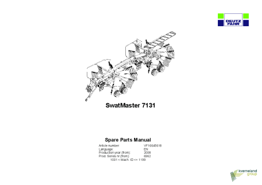Deutz-Fahr SwatMaster 7131 Rakes 2008 Parts Manual Catalog Pdf Download